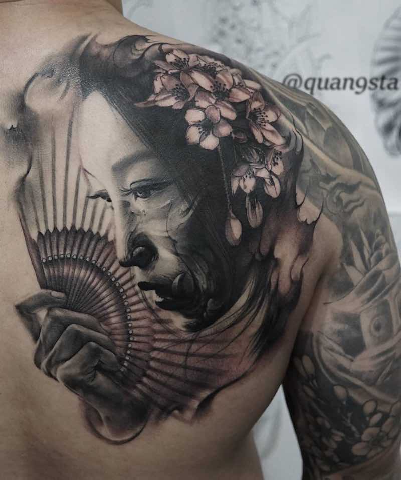 Shoulder Back Tattoo by Quang Sta