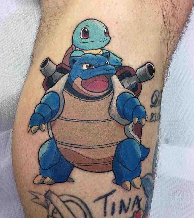 Blastoise and Squirtle Pokemon Tattoo by Ashley Luka