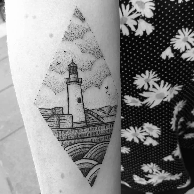 Lighthouse Tattoo by Jess Oxley
