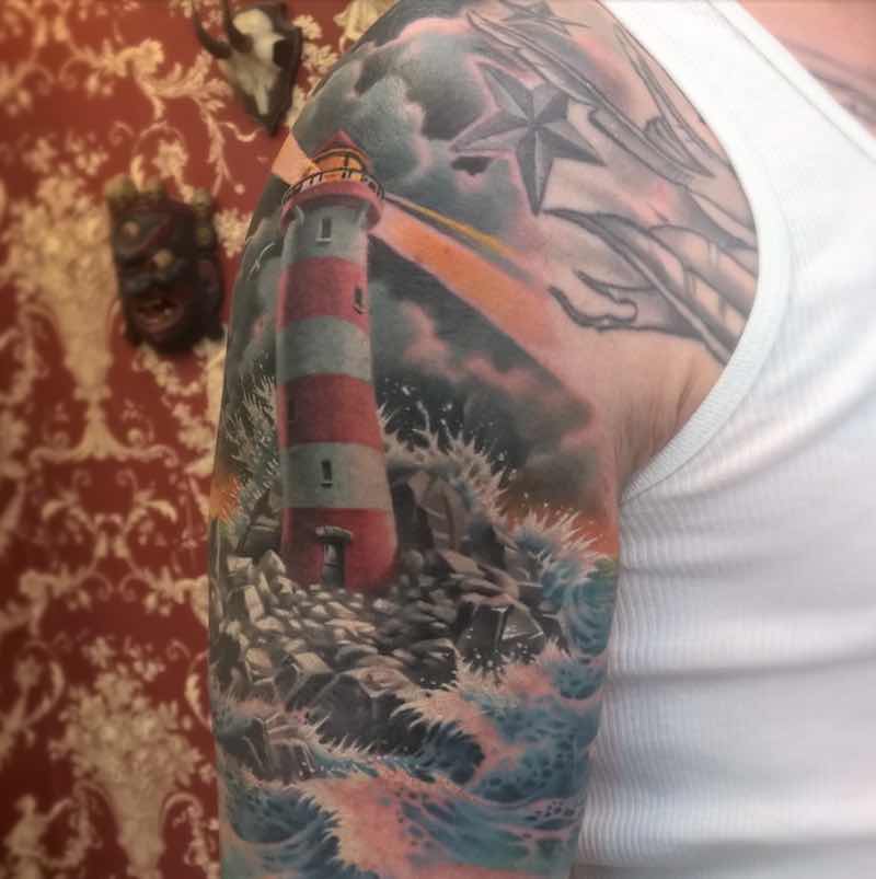 Lighthouse Tattoo by Sonny Superglue