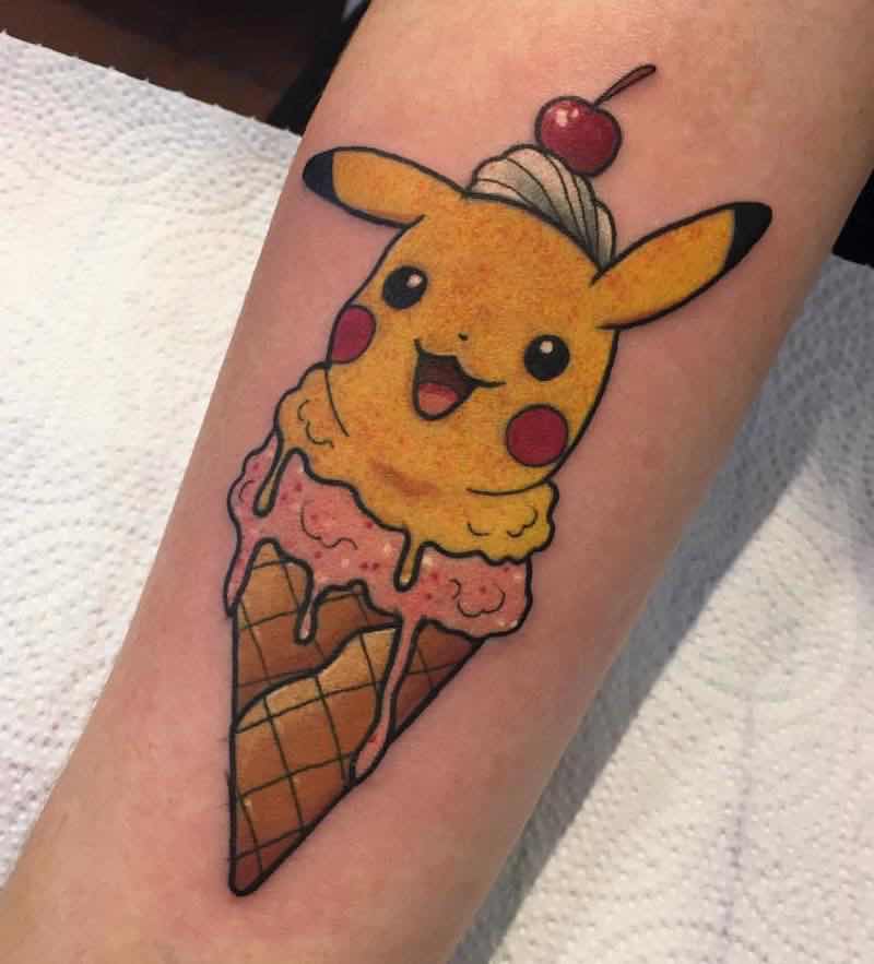 Pickachu Pokemon Tattoo by Ashley Luka