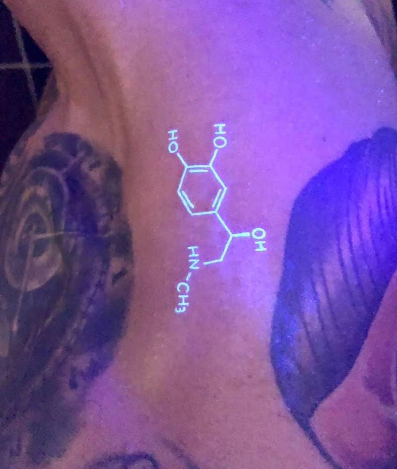 Chemistry Adrenaline Structure UV Tattoo by Rodrigo Navarro