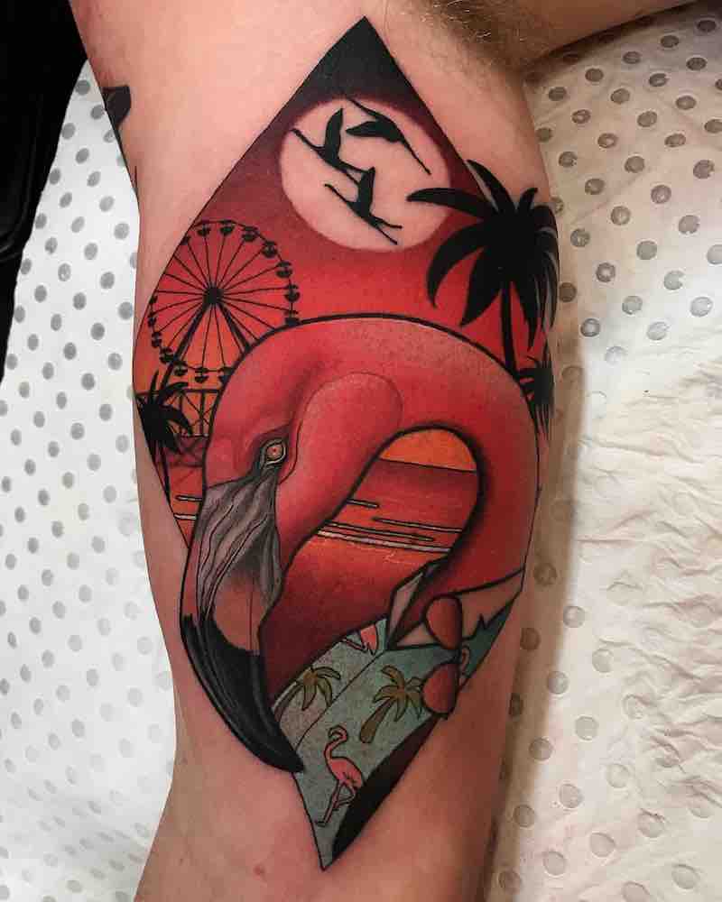 Flamingo Tattoo by Drew Shallis