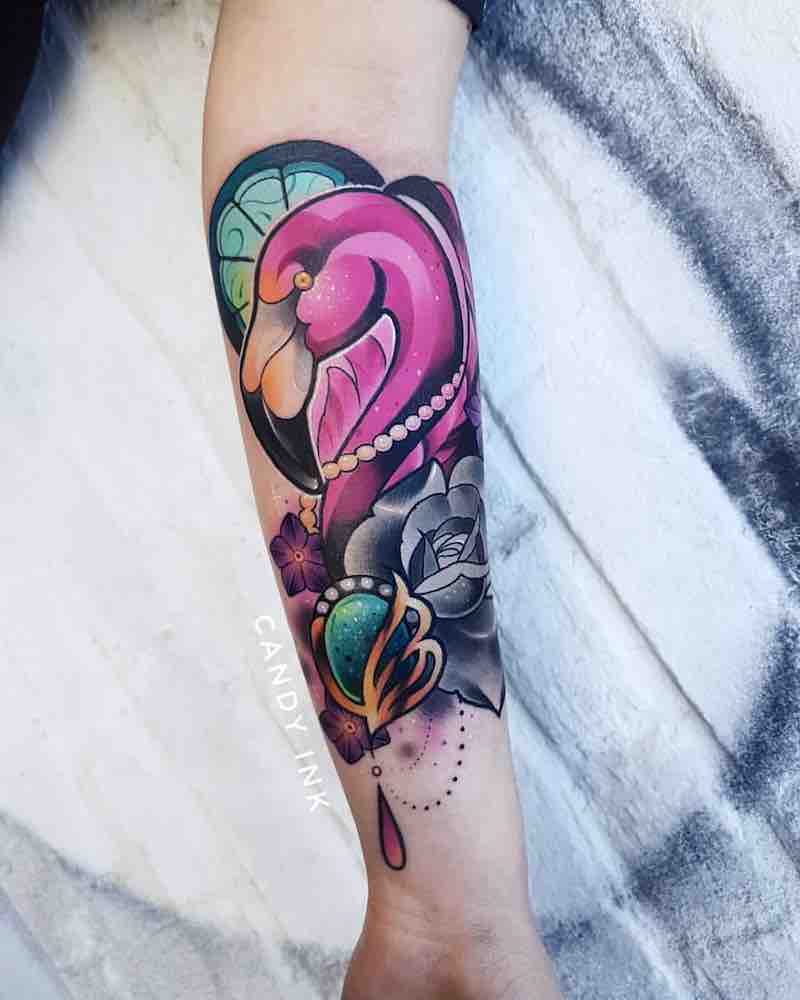 Flamingo Tattoo by Laura Konieczna