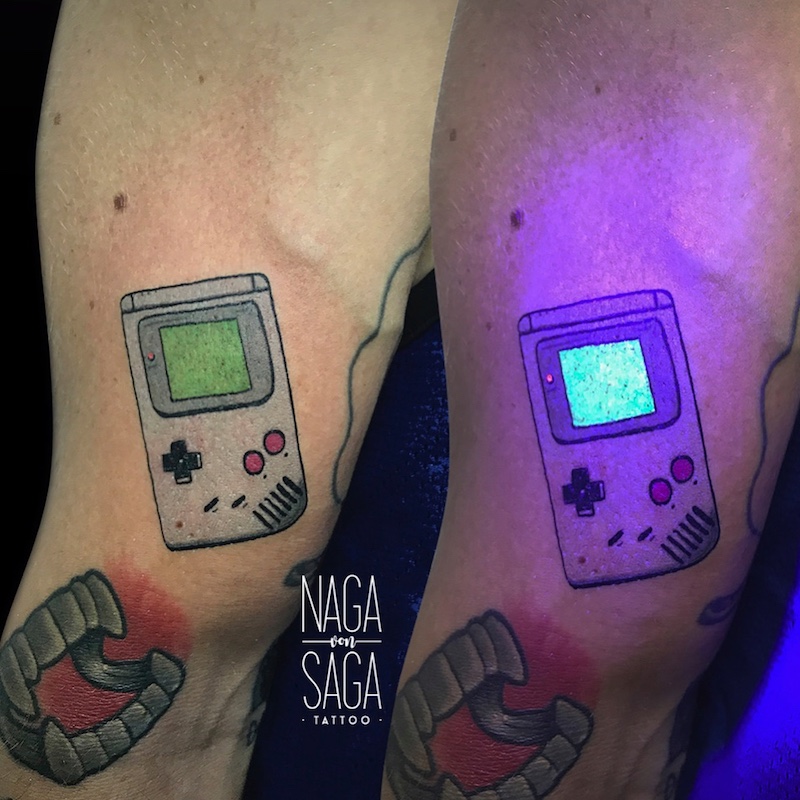 Game boy color patch tattoo located on the inner
