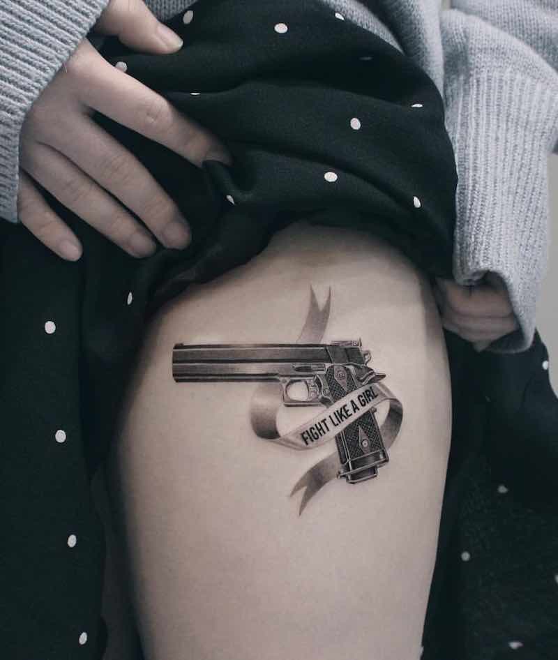 Gun Tattoo 3 by Zipin Black