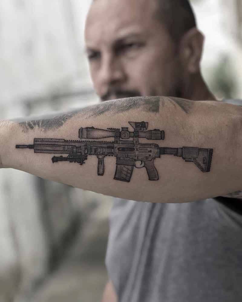 Gun Tattoo by Pierre Moraes Foster