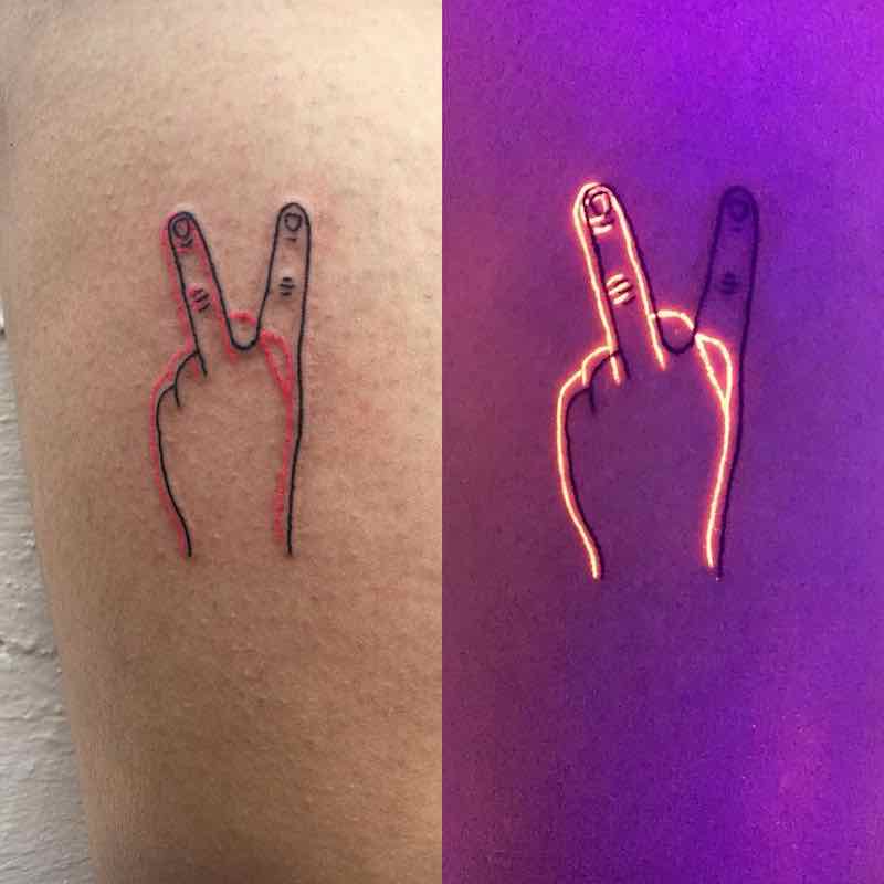 MIddle Finger UV Tattoo by Kayla Newell