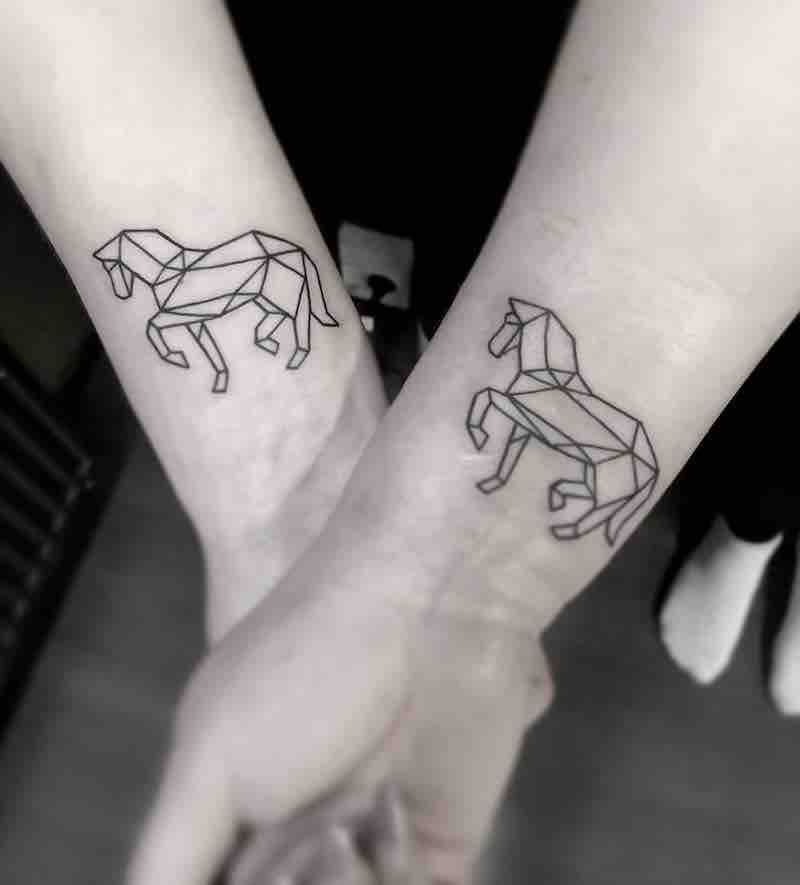 Matching Horse Tattoos by Sakari