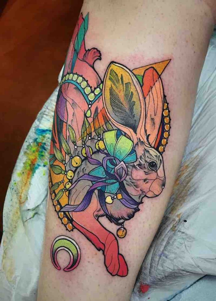 Rabbit Tattoo by Katie Shocrylas