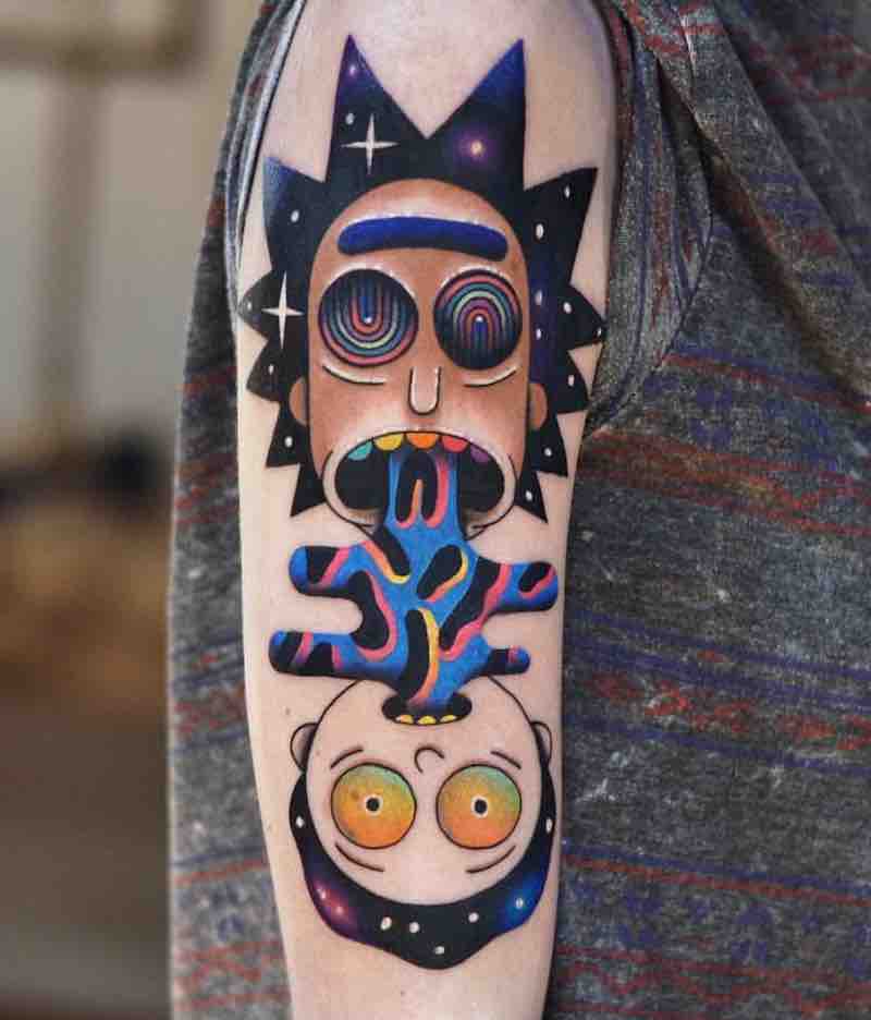 Rick and Morty Tattoo by David Peyote