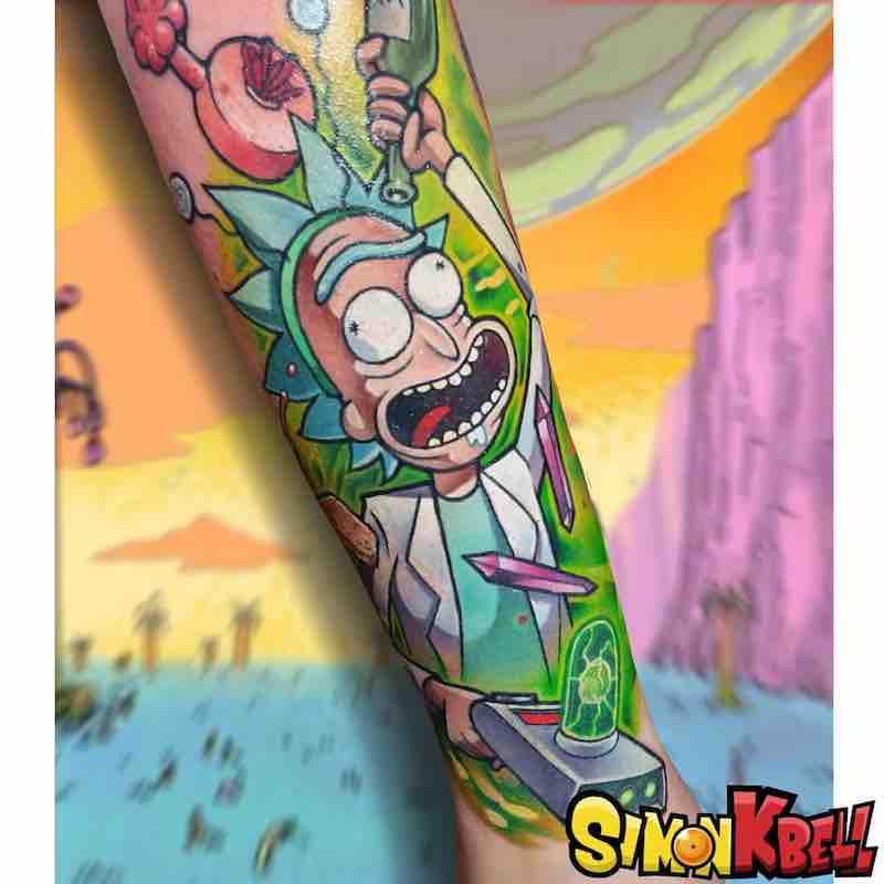 Rick and Morty Tattoo by Simon K Bell