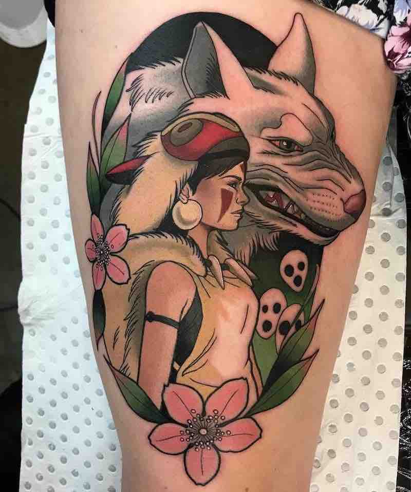 Studio Ghibli Princess Mononoke Tattoo by Drew Shallis