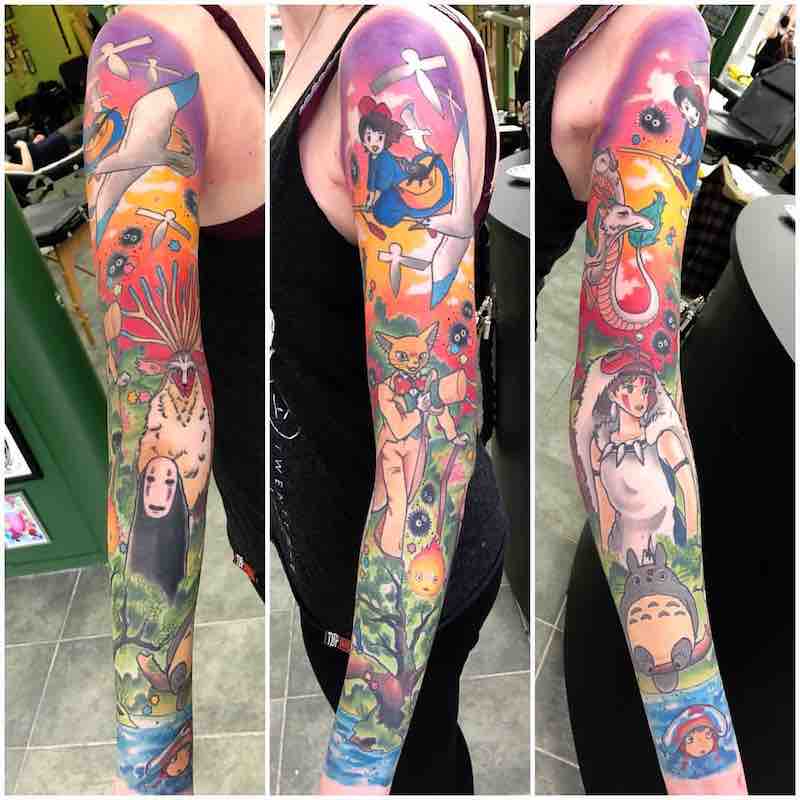 Studio Ghibli Sleeve Tattoo by Ashley Luka