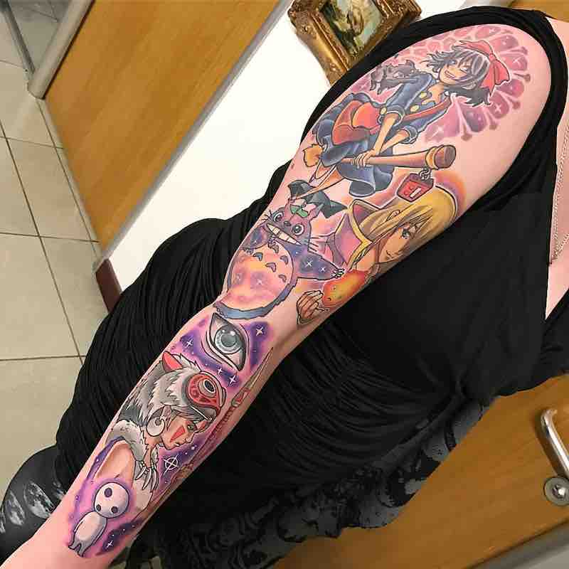 Studio Ghibli Sleeve Tattoo by Chris Hill