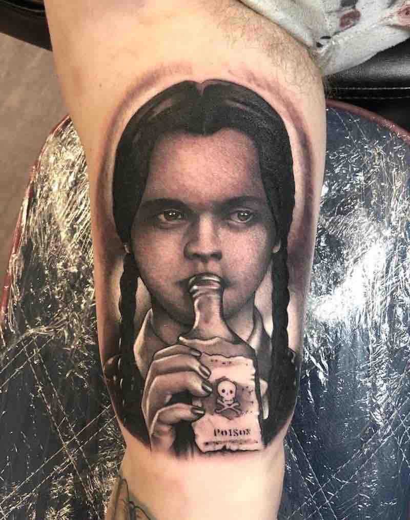 Wednesday Addams Family Tattoo by Rich Knight