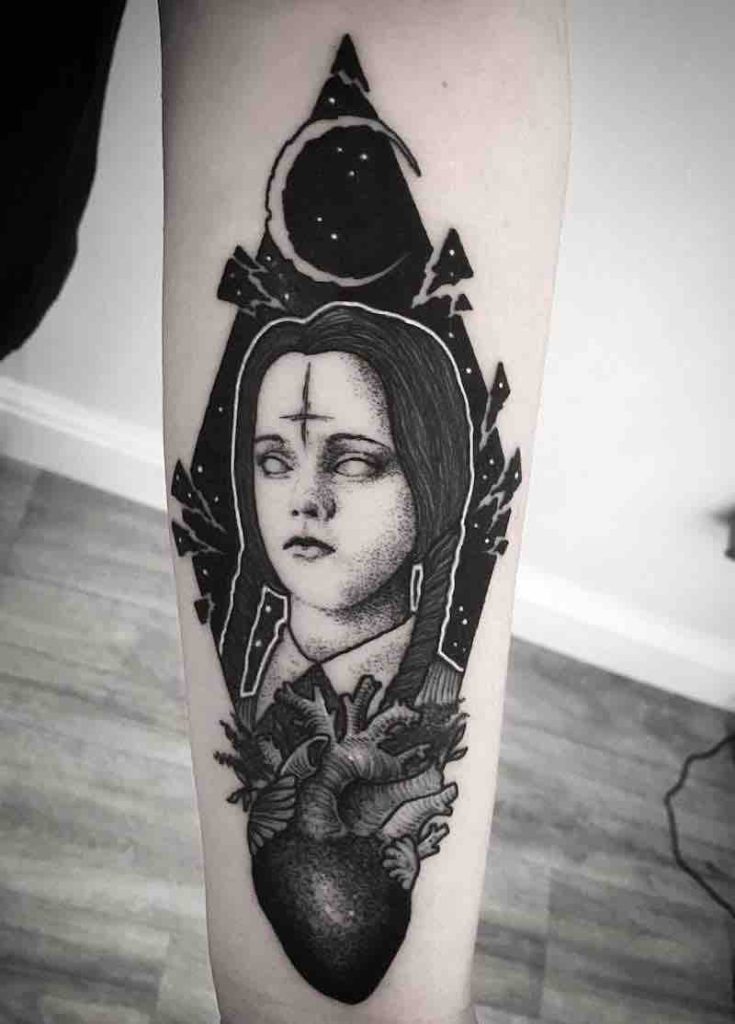 Wednesday Addams Tattoo by Merry Morgan