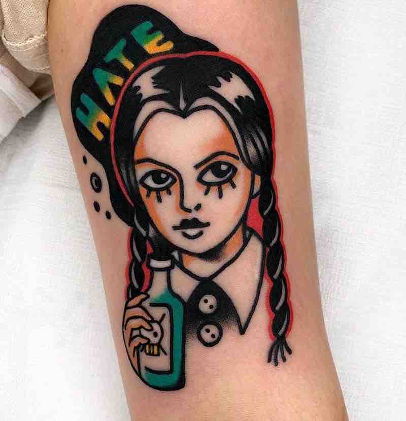 Wednesday Addams Tattoo by Red Lip Tattoo