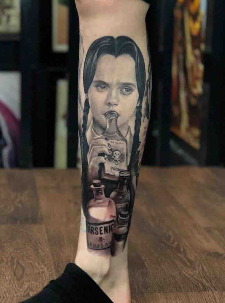 Wednesday Addams Tattoo by Samantha Ford