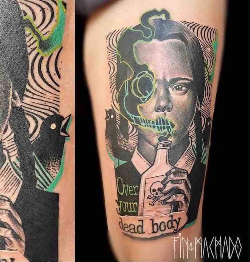 Wednesday Addams Tattoo by Tin Machado