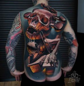 Mens Back Tattoo by Alex Pancho