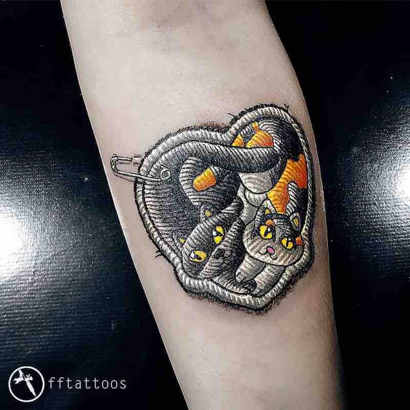 Cat Embroidery Tattoo by Fernando Faria